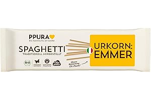 PPURA Bio Spaghetti Emmer Pasta 500 g, 100% natürliche Spaghetti aus dem Urkorn Emmer, Made in Italy - italienische Nudeln ohne Zusatz-, Farb- oder Konservierungsstoffe