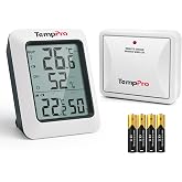 TempPro TP60S Digital Thermometer Hygrometer for Indoor and Outdoor | Wireless Thermohygrometer with Remote Sensor for Home E