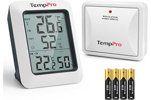 TempPro Trådlös termometer hygrometer inomhus utomhus, 1 sändare