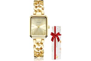 CIVO Montre Femme Acier Inoxydable Rectangulaire Montre Bracelet Analogique Quartz Etanche, Élégante Cadeau pour Femme