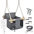 MAMOI® Wooden baby swing seat for toddlers, Indoor toddler swings chair from birth, Kids baby bouncer for garden, Child rocker swing set from 8 months