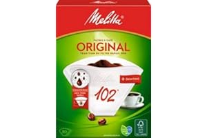 Melitta, 80 Filtres à Café, Taille 102, Pour Cafetière à Filtre, 1 Sachet de Détartrant Inclus, Original, Brun