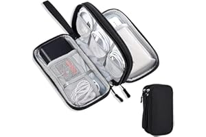 DWFEYOI Anywest Double Couche Sac de Rangement Câble, Électronique Pochette Câble de Voyage, Tech Pouch de USB Câbles, Chargeur, Carte SD,rangement cable,organisateur de cable,pochette voyage