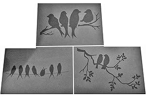 SOLITARYDESIGN Shabby Chic Stencil Pack A5 (210x148mm) Birds in Trees Selection Plastic Sheet