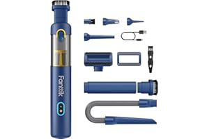 Fanttik Slim V8 Apex Aspirateur sans Fil pour Voiture,Haute Puissance D'aspiration 19000Pa,Charge Rapide USB-C 2,5 Heures,4 en 1 Aspirateur et Souffleur d'air et Pompe à Air et Pompe sous Vide (Bleu)