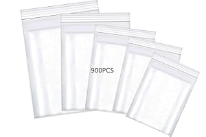 HVDHYY 900Pièces Sachet Plastique Transparent Reutilisable Sacs en Plastique Transparent Pochette Plastique de Bijoux Boucles d'oreilles Collier Échantillons (Mixte 5 Tailles)