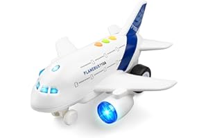 AtomDream Tech Flugzeug Spielzeug – Elektrisches Flugzeug mit Blinkenden LED-Lichtern & Sound – Bump-and-Go-Funktion, Robustes ABS-Material, für Kinder von 3 bis 8 Jahren (A-plane710)