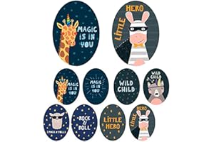 HABERDASHERY ONLINE 8 genouillères d'enfants sérigraphiées à repasser sur les vêtements. Applications thermoadhésives pour la réparation et la décoration de pantalons, vestes, pulls, sacs à dos, etc. (0. Girafe)