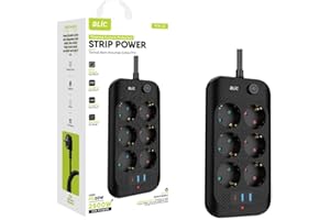 Hoala Hoala Termal Akım Korumalı, 6'Lı Priz Soketi, 2x USB Girişli, 1x Type-C Girişi, Çocuk Korumalı Uzatma Kablosu (2mt kabl