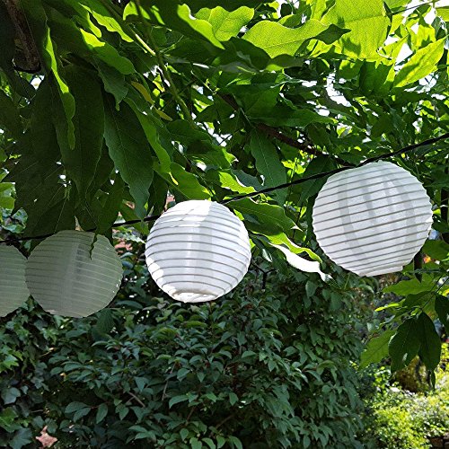 KAIPUZM 6M 30er LED Solar Garten Lichterkette mit Lampions IP65 Wassserdicht Außen Innen Dekoration Licht(Warmweiß) - 5