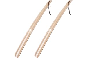 DK177 2Pcs Calzascarpe lungo, Calzascarpe 15"/38cm - con Corda Appesa - Legno Vero Super Resistente, Robusto e Durevole, Liscio e Facile da Riporre, per Italiani Uomini, Donne, Anziani e Bambini