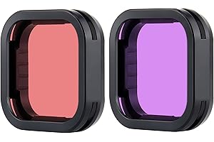 YALLSAME Tauchfilter für GoPro Hero 11 10 9 Schwarz mit Farb-Rotfilter und Magenta-Filter, ideal für Tauchen, Schnorcheln, Unterwasseraufnahme, 2er-Pack Objektivfilter-Set für Go Pro 9 10 11