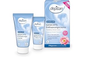 Depilan Gesichts Enthaarungscreme Sensitive- Entfernt Gesichtshärchen sanft & zuverlässig · Für Oberlippe, Kinn, Wange & Nasenwurzel · 1 Packung á 50ml + 30ml Pflegecreme