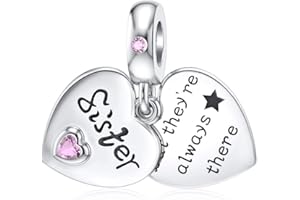 DALARAN Sterling Silver Heart Charm for Pandora Mum Sister Daughter Wife Charm Family Dangle Charm