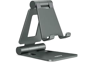 NULAXY Support de téléphone Aluminium pour Bureau, Support de Phone réglable, Support en métal Pliable Compatible avec iPhone 15/14/13/12/11 Pro Mini Pro Max, XS Max XR X 8 7, Smartphones