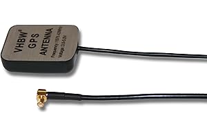 vhbw GPS Antenne kompatibel mit Garmin GPS-60, GPSCOM195, GPSCOM190, GPS-76 Navi mit MCX-Anschluss - Magnetfuß, 5 m, Schwarz