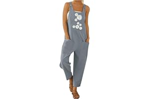 AMhomely Dungarees for Women UK Baggy Bib Dungarees Overall Long Pants Trousers Sale Clearance Ladies Fashion Casual Print Pocket Romper Long Playsuit Strap Jumpsuit