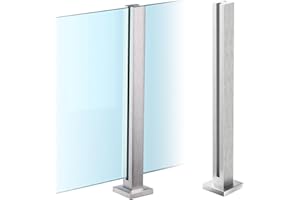 CVTER Palo per Ringhiera in Vetro Topless - 60cm di Montanti per Balaustra in Vetro Argentato in Acciaio Inossidabile per Terrazzo, Gradini, Balcone, Piscina, Giardino, Scale Del Patio