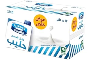 Saudia Full Cream Milk 12 × 1L UHT Milk – promo pack, Lon...