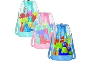 Yamobi 3 pezzi di borse a rete per giocattoli da spiaggia per bambini, zaino per giocattoli da spiaggia per ragazzi e ragazze