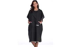 FLYILY Asciugamano da Surf Asciugamano con Cappuccio Asciugatura Rapida Taglia Unica Accappatoio(Black,L)
