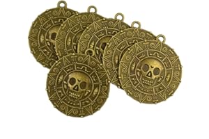 Hellery 6pcs Pirates des Caraïbes Collier Chaîne Coin Skull Médaillon DIY Décor