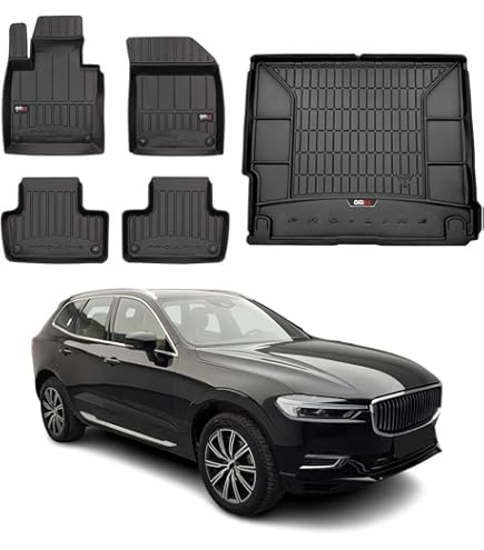 LANGBEAN Fußmatten für Volvo XC60 2026 2025 2024 2023 2022 2021 2020 2019 2018, Fussmatten Original XC60 ICEV aus TPE mit Hohem Rand, Rutschfestes und Wasserdichtes Zubehör, Schwarz (3 Stück