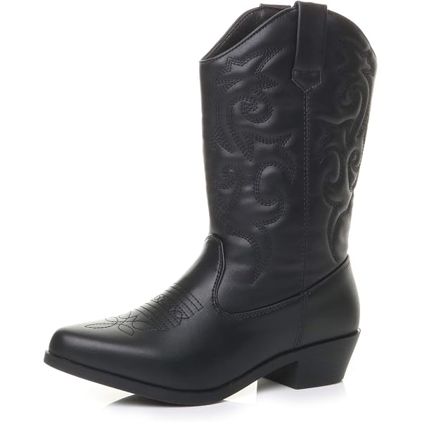 Women's Embroidered Cowgirl Boots - Short Pull-On Rain/Garden Boots, Non-Slip, Comfortable Insole, White, Size 7