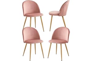 GrandCA HOME Set di 4 Sedie da Pranzo in Velluto, Sedie da Cucina con Cuscino del Sedile in Morbido Velluto, Sedie da Pranzo Imbottite per Soggiorno,Rosa