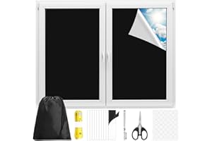 UBJUBT Blackout Blind Stick on Curtains, No Drill Blackout Curtains, Cut to Any Size, Portable Temporary Black Out Blinds for Bedroom, Travel, Nursery & Temporary Use (200×147cm)
