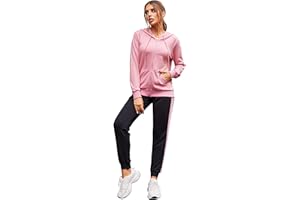 Parabler Women’s Jogging Suit Set, Two-Piece Sports Tracksuit, Polyester Leisure Suit, Hooded Jacket and Sports Trousers, S–XXL