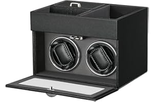 DRAIGERWAY Automatische Uhrenbeweger Box PU Leder Uhrengehäuse mit leisem Motor Batteriebetrieb Oder Netzteil für Automatikuhren…