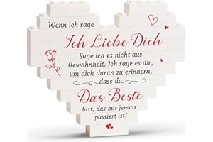 Greatabox Ich Liebe Dich Geschenke für Frauen Männer, Jahrestag Geschenk für Ihn Sie, Hochzeitsgeschenk Valentinstagsgeschenk für Partner, Herzförmige Bausteindeko (12 * 10CM*1.6CM)