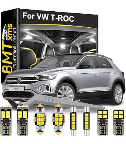 Tappetini Auto In Gomma Gledring Per Volkswagen T-Roc Dal 12/2017 - Set 4 Pezzi Con Profilo E Clip, Neri, Antiscivolo E Facili Da Pulire