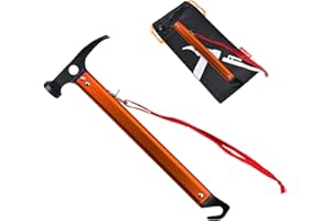 TRIWONDER Camping Hammer Tent Pegs Mallet Multifunctional Ground Pegs Puller Remover Aluminum Tent Stakes Hammer (Orange)
