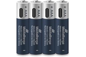 MediaRange Pilas Recargables USB-C de Ion de Litio, Micro AAA I, 1,5 V, 500 mAh, 4 Unidades