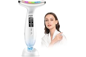 JINPINK Massaggiatore Viso Elettrico Antirughe Lifting: Massaggio Face Lifting con Freddo 5℃ & Trattamento Caldo 45℃ - Dispositivo di Bellezza 6 Modi 7 Colori LED - Face Massager EMS Gua Sha per Collo e Viso