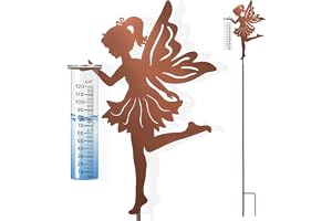 Optyuwah Regnmätare för trädgård, regnmätare, trädgårdsuttag, trädgårdsdekoration, 110 cm, med stång, regnvattenmätning, för