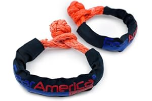 GA GEARAMERICA GearAmerica ½” Synthetic Soft Shackles (2PK) | 45,000 lbs Breaking Strength - Made in USA | Stronger & Safer Than D Rings | for Off-Road Recovery & Towing | Protective Sleeve & Storage Bag Included