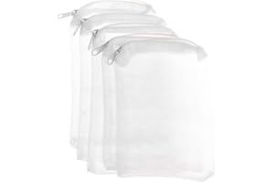 Xuniu 5 Unidades Bolsa de Filtro de Acuario, Bolsa de Malla de Tanque de Peces Cremallera Estanque Neto para Bola Bio Almacenamiento de Aislamiento de Carbono Activo 10x15 cm