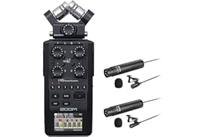 Zoom H6 Handy Recorder Interview Microphone Kit with Boya Omnidirectional and Cardioid XLR Lavalier Microphones