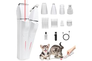 ‎SKEADEX Paw Trim Pro,5-in-1 Pfotentrimmer für Hunde,Leise Hundeschermaschine mit LED-Licht und Laser,Hunde Haarschneidemaschine Hundepfoten Trimmer,Profi Krallenschleifer Schermaschine für Katzen Hund