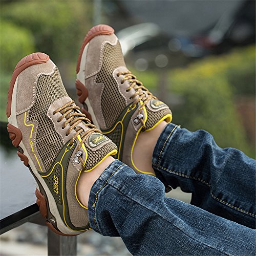 UBFen Herren Sportschuhe Trekking Wanderhalbschuhe Sneakers Outdoorschuhe Wanderschuhe Turnschuhe Casual Schuhe Atmungsaktives Mesh Braun Blau - 8