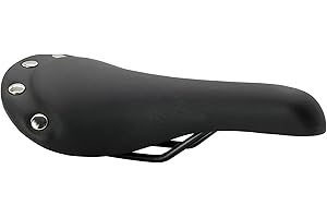 P4B | Selle de vélo tendance | avec rivets en acier inoxydable | avec revêtement en cuir synthétique | avec rembourrage en mousse | selle à une vitesse | pour tige de selle avec tige de selle avec
