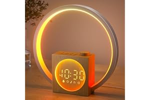 LIORQUE Lampe de Chevet LED avec Réveil, Réveil Lumineux Simulateur d'Aube, Lampe de Reveil avec 30 Sons pour Dormir, 20 Niveaux de Luminosité, Minuterie sommeil 10-480 min-Adaptateur Inclus