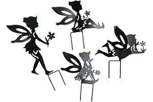 AB Tools Set of 4 Small Black Fairy Silhouettes With Stake Garden Deco Ornament