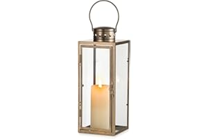 ‎NUPTIO NUPTIO Laterne Grablaterne Friedhof Vintage: 35cm Laternen Weihnachten Outdoor Metall Deko Distressed Gold Urnengrab Draußen Halloween Wetterfest Kerzenlaterne Windlicht Garten Mantel Wohnzimmer