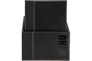 SECURIT - Set da 20 Porta Menu A4 Box Inclusa Linea Trendy - Per Caffè, Ristoranti, Bar - Similpelle - Colore Nero