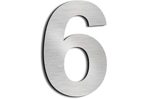 nanlyiau Número de casa moderna-15.3Centímetros/6 pulgadas-Acero inoxidable, Apariencia flotante, Fácil de instalar y hecho de acero inoxidable sólido 304（6in 6&9）
