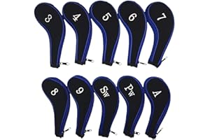WHSCWP Print Golf Iron Covers with Zipper Long Neck 10pcs/setGolf Iron Head Cover Club Heads Protector Wedge Head covers Long Neck